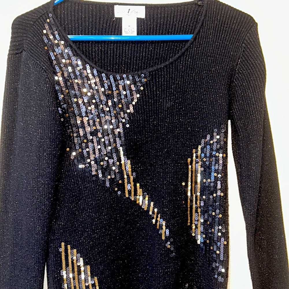 Once Again Med Black sweater with sequins